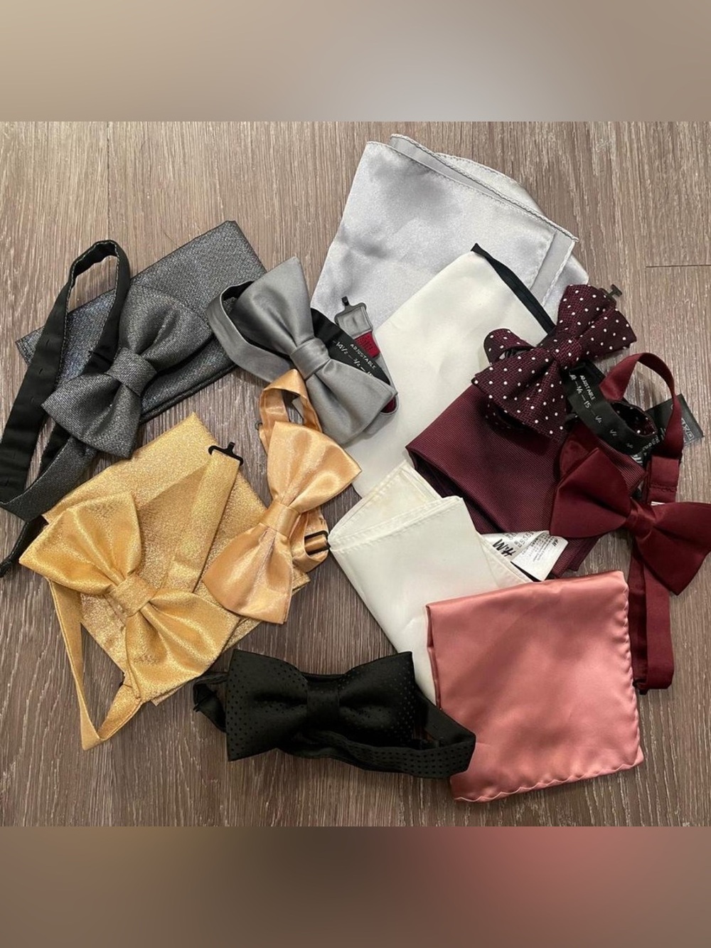 Men's Satin Bow Tie & Pocket Square Set - Assorted Colors